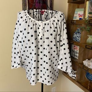Sunny Leigh Polka Dot Cape Blouse Sz S